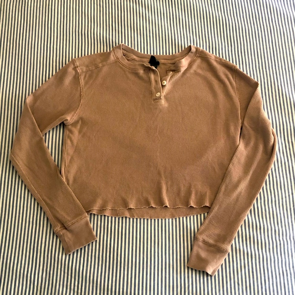 3/$15 🍁 Cropped wild fable Henley waffle long sleeve in mauve